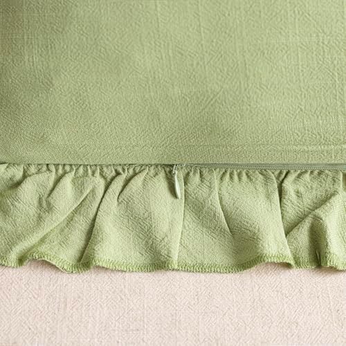 Foindtower Set of 2 Decorative Linen Fringe Ruffle Throw Pillow Covers Soft - Image 3