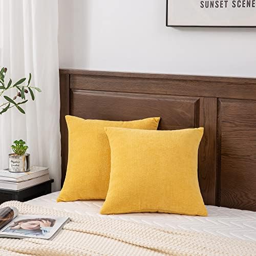 GAWAMAY Yellow Chenille Throw Pillow Covers 24x24 Set of 2 - Image 5