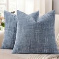 decorUhome Textured Chenille Throw Pillow Covers 22x22 Set of 2 Grey Blue by decorUhome