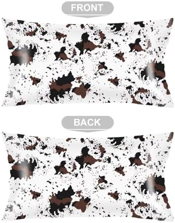 Silk Satin Pillowcase for Hair and Skin, Cow Print Long Pillow Cover King Size - Image 3