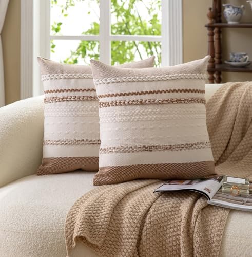 Cethom Boho Throw Pillow Covers 20x20 Inch Set of 2, Accent Cushion Cover - Image 2