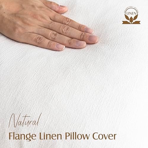 Foindtower Linen Solid Decorative Throw Pillow Covers 26x26 Cream White - Image 2
