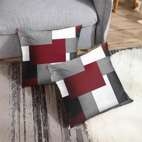 Emvency Throw Pillow Covers Set of 2, 18 x 18 Inch, Burgundy Abstract - Image 4