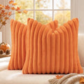 decorUhome Fall Faux Fur Throw Pillow Covers 26x26 Set of 2 Pumpkin Orange by decorUhome