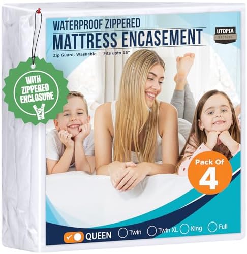 Utopia Bedding Mattress Protector Zippered Queen Size, 100% Waterproof Bed Bug by UTOPIABEDDING