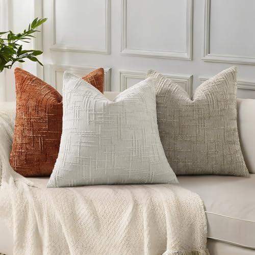 decorUhome Textured Chenille Throw Pillow Covers 26x26 Set of 2 Rust - Image 6