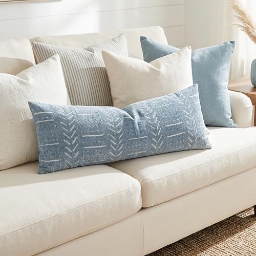 BlissBlush Coastal Blue Lumbar Pillow Cover 14x36 - Image 3
