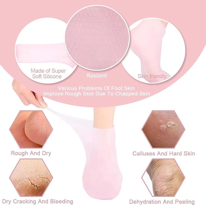 6 Pairs Silicone Socks for Dry Cracked Feet - Image 3