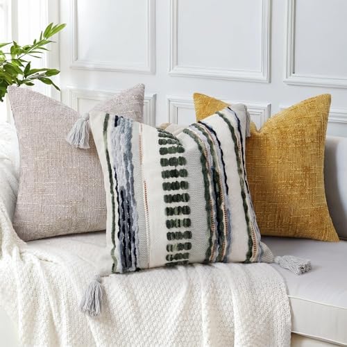 NUYECY Boho Throw Pillow Covers 16x16 Aesthetic Neutral Boucle Couch Pillow - Image 5