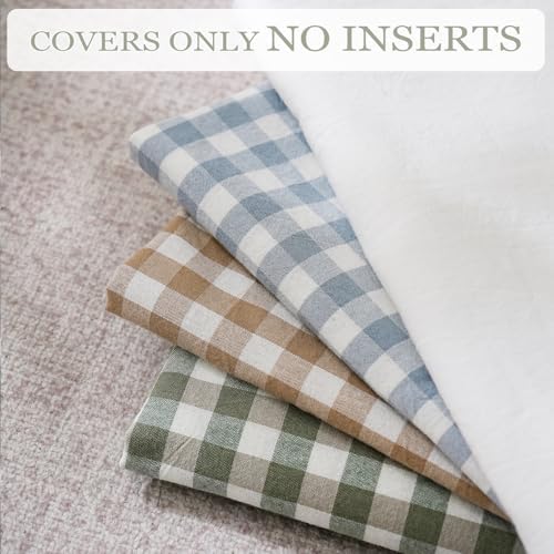 Taupe/White Plaid Ruffled Body Pillow Cover Washed Cotton 20"x54" - Image 6