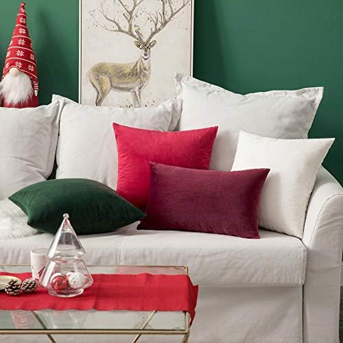 MIULEE Velvet Throw Pillow Covers 22x22 Inch Pack of 2 Red - Image 2