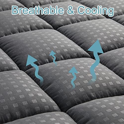 HYLEORY Queen Mattress Pad Quilted Fitted Mattress Protector Cooling Pillow Top - Image 2