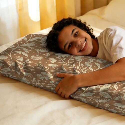 Body Pillow Cover with Zipper, Fantasy Flowers Imitation Silk Long Pillow Case - Image 7