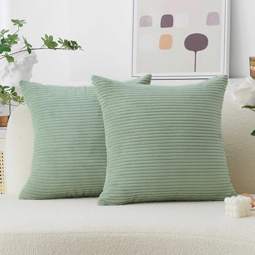 Home Brilliant Sage Green Throw Pillow Covers Couch Pillow Covers Set of 2 by HomeBrilliant