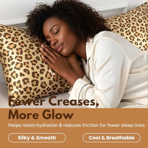 Glod Leopard Print Satin Body Pillow Cover, 20x54 Cheetah Pillow Case - Image 2