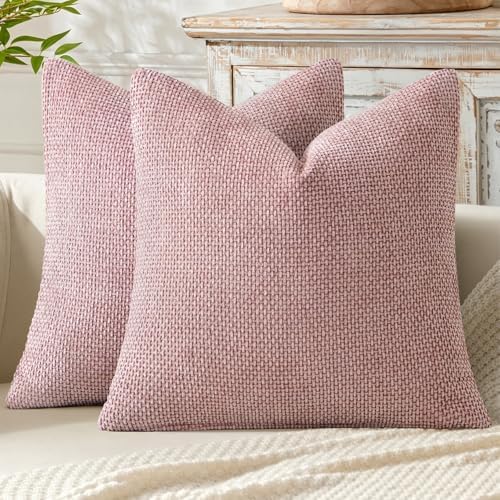 MIULEE Decorative Couch Throw Pillow Covers 18x18 Inch Pink 2 Pack by MIULEE