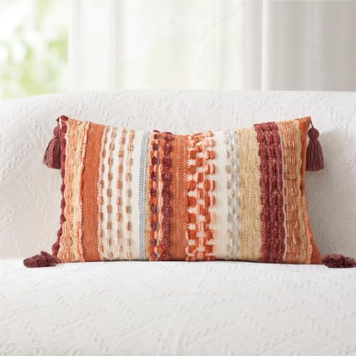 Kevin Textile Boho Tufted 14"x20" Lumbar Pillow Cover 1 Pack, Burnt Orange - Image 5