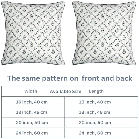 Ridhi Block Print Powder Blue Pillow Cover 18" x 18" Decorative Couch Pillows - Image 5