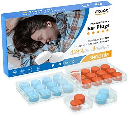 EXGOX 14 Pairs Silicone Ear Plugs by EXGOX