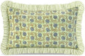 Ridhi Block Print Apple Green Ruffle Lumbar Pillow Shams by Ridhi