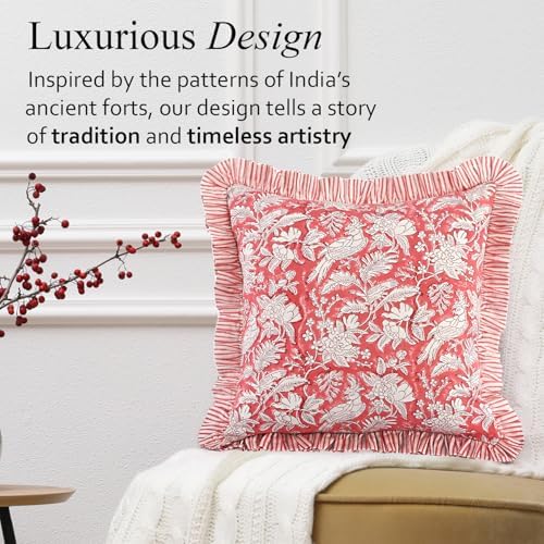 CPC Pink Coral Ruffle Throw Pillow Covers - Image 4