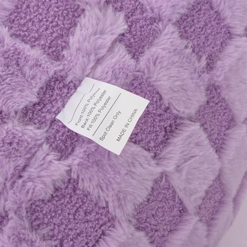 A Nice Night Faux Fur Reading Pillow, Checkered Fluffy Grid Plaid, Bed Wedge - Image 7