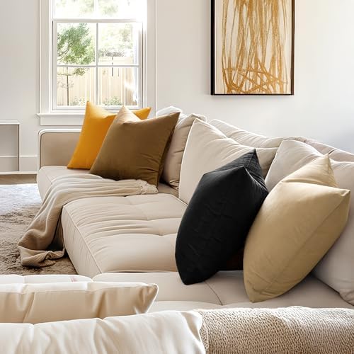 MIULEE 24x24 Inch Pack of 2 Euro Velvet Throw Pillow Covers Black - Image 3