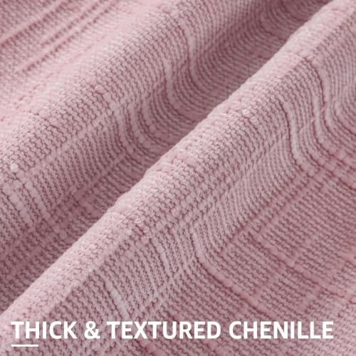 decorUhome Textured Chenille Throw Pillow Covers 18x18 Set of 2 Blush Pink - Image 6