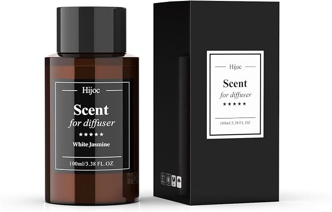 White Jasmine Essential Oil for Waterless Diffusers, Reed Diffuser Refill by Hijoc