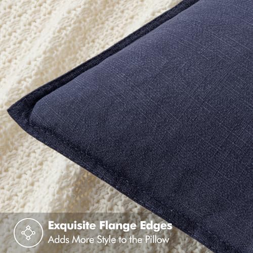 MIULEE Decorative Linen Pillow Covers 18x18 Inch Navy - Image 2