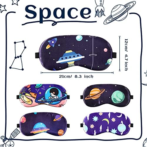 Geyoga 5 Pcs Boys Sleep Masks Planet Kids Sleeping Masks Boys Space Eye Cover - Image 2