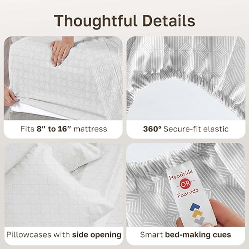 California Design Den Soft 100% Cotton Sateen California King Sheets Set - Image 5
