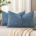 decorUhome Textured Chenille Throw Pillow Covers 12x20 Set of 2 Blue by decorUhome