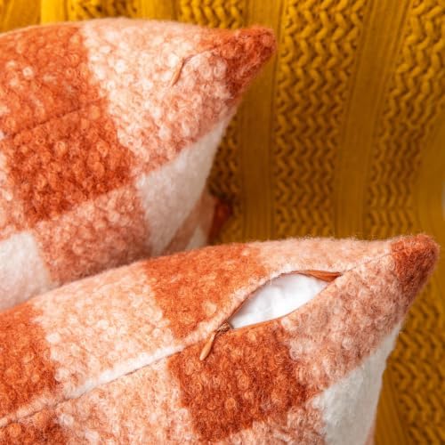 AQOTHES Plaid Fall Throw Pillow Covers Orange Write 18x18 Inch Set of 2 - Image 6