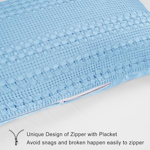 PHF Cotton Waffle Body Pillowcase 20" x 54", Sky Blue, No Insert - Image 4