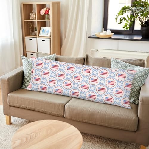 4th of July Body Pillow Pillowcase, Coquette Preppy Room Decor, Coquette Blue - Image 3