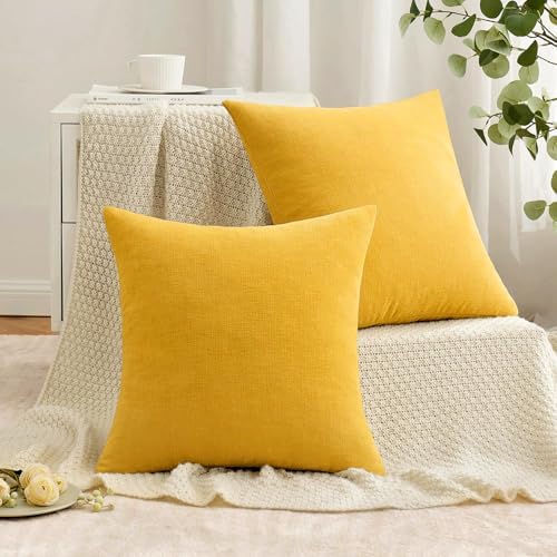 MIULEE Yellow Chenille Couch Throw Pillow Covers - Image 5
