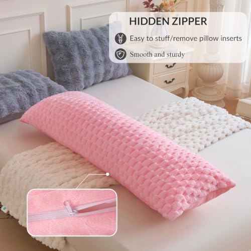 XeGe Luxury 3D Bubble Fluffy Faux Rabbit Fur Body Pillow Cover 20x54 - Image 5