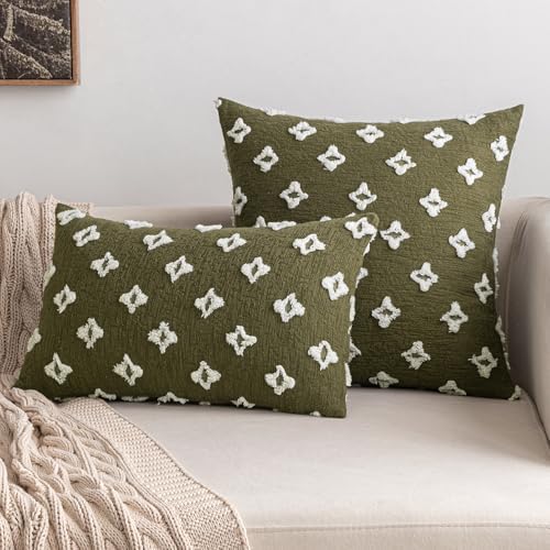 MIULEE Set of 2 Decorative Throw Pillow Covers Rhombic Jacquard Pillowcase Soft - Image 4