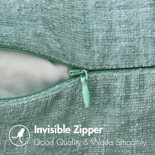 MIULEE Soft Chenille Lumbar Throw Pillow Covers Aqua Green 12x20 Pack of 2 - Image 3