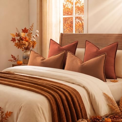 decorUhome Fall Light Rust Linen Throw Pillow Covers 12x20 Set of 2 - Image 6