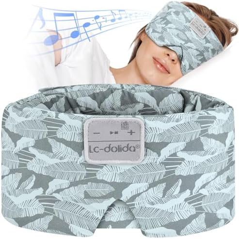 LC-dolida Sleep Mask with Bluetooth Headphones, Extra Large Silk Eye Mask by LC-dolida