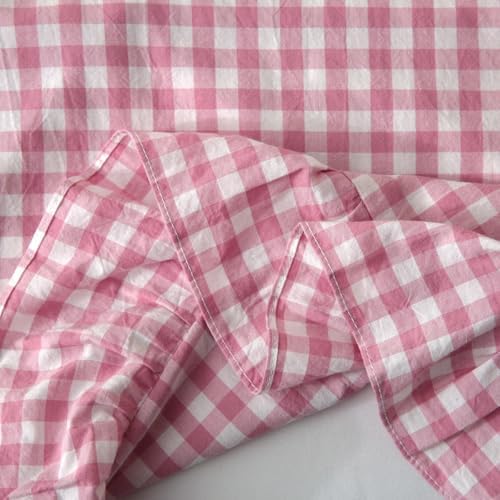 Silnuo 2 Pack Vintage Pink Gingham Ruffle Throw Pillow Covers 20"x20" - Image 4