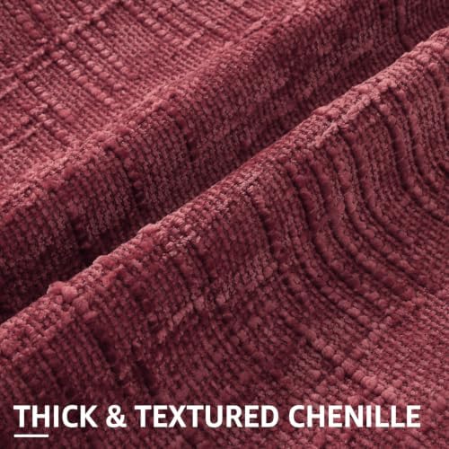 decorUhome Textured Chenille Throw Pillow Covers 18x18 Set of 2 Burgundy - Image 4