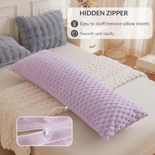 XeGe Luxury Bubble Fluffy Faux Rabbit Fur Body Pillow Cover 20x54 - Image 5