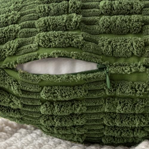 MIULEE Corduroy Decorative Throw Pillow Covers 18x18 Moss Green Pack of 2 - Image 3