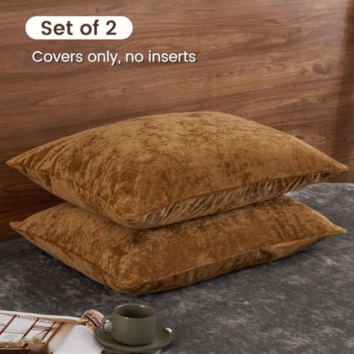 PHF Truly Velvet Pillowcases King 20" x 36", Rusty Burnt Orange, No Insert - Image 4