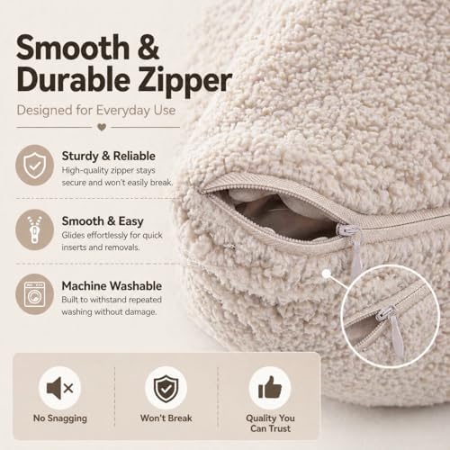 REAFORT Sherpa Body Pillow Cover 21"x54", Zipper Closure - Image 7