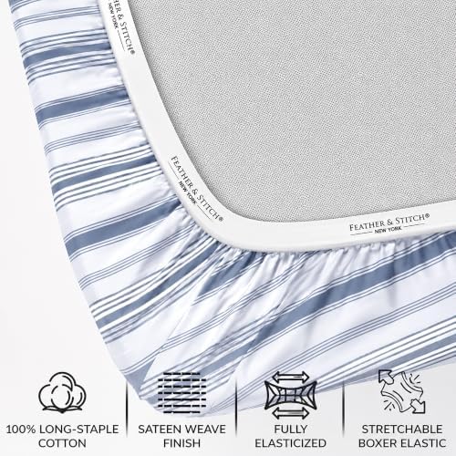 Feather & Stitch 100% Cotton Sateen 500 TC King Size Bed Sheet Set - Image 3