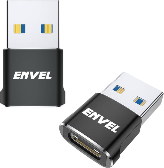 ENVEL USB to USB C Adapter, USB3 5Gbps High Speed Data Transfer, OTG Converter Thunderbolt3 to USB Female Compatible with Apple iWatch iPhone 15 Pro Max iPad Air 4 5 Mini 6 (Black, USB A Male)